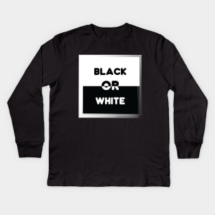black or white Kids Long Sleeve T-Shirt
